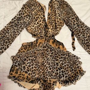 Cheetah print cut out romper size S